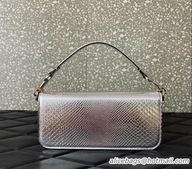 Reasonable Price Valentino Loco Medium Shoulder Bag in Snakeskin Embossed Leather with Strass VLTN6030 Silver 2024