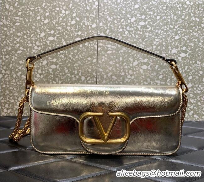 Luxury Cheap Valentino Loco Medium Shoulder Bag in Calfskin VLTN6030 Light Gold 2024