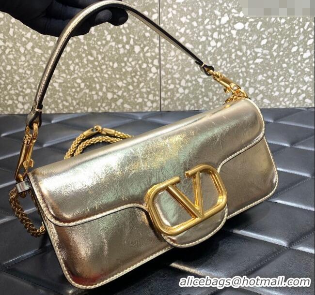 Luxury Cheap Valentino Loco Medium Shoulder Bag in Calfskin VLTN6030 Light Gold 2024