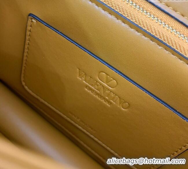 Best Price Valentino Vain shoulder bag in shiny calfskin with metallic VLogo Signature 2016 Yellow 2024