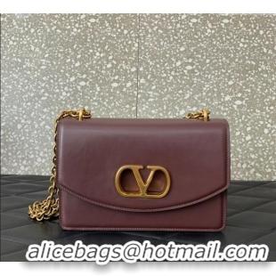 Inexpensive Valentino Vain shoulder bag in shiny calfskin with metallic VLogo Signature 2016 Dark Brown 2024