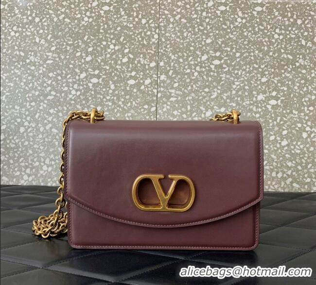 Inexpensive Valentino Vain shoulder bag in shiny calfskin with metallic VLogo Signature 2016 Dark Brown 2024
