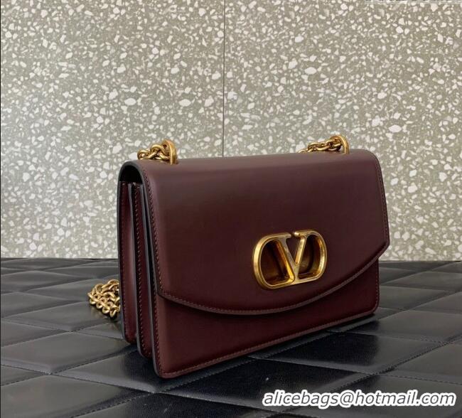 Inexpensive Valentino Vain shoulder bag in shiny calfskin with metallic VLogo Signature 2016 Dark Brown 2024