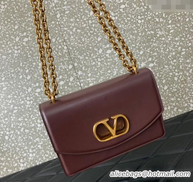 Inexpensive Valentino Vain shoulder bag in shiny calfskin with metallic VLogo Signature 2016 Dark Brown 2024