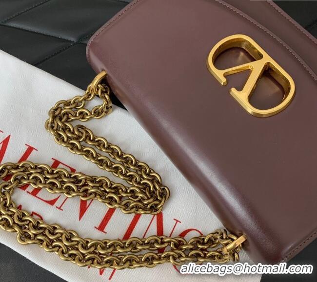 Inexpensive Valentino Vain shoulder bag in shiny calfskin with metallic VLogo Signature 2016 Dark Brown 2024