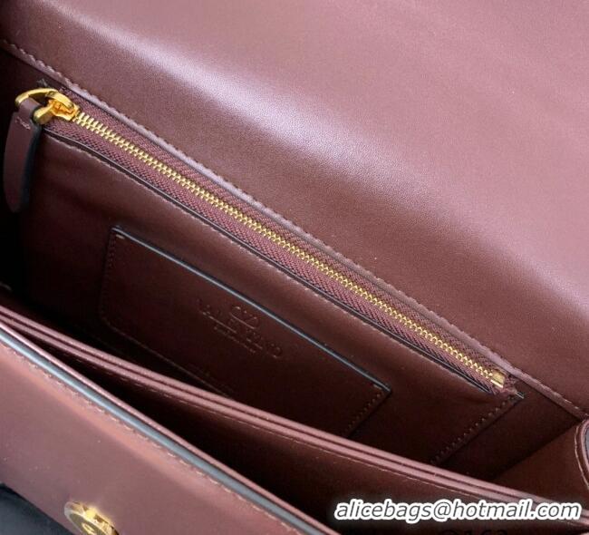 Inexpensive Valentino Vain shoulder bag in shiny calfskin with metallic VLogo Signature 2016 Dark Brown 2024