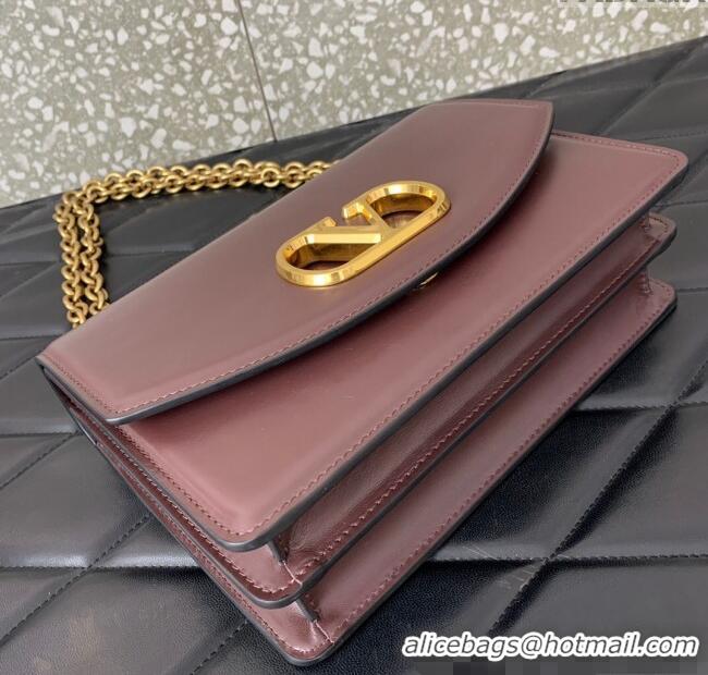 Inexpensive Valentino Vain shoulder bag in shiny calfskin with metallic VLogo Signature 2016 Dark Brown 2024