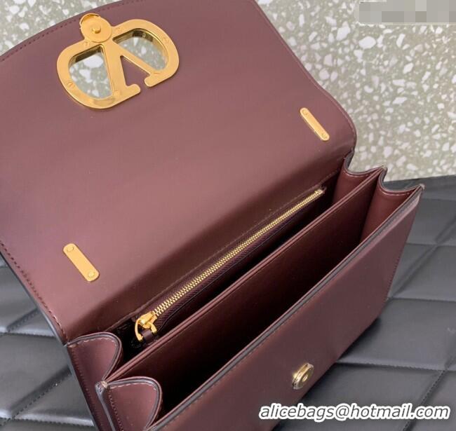 Inexpensive Valentino Vain shoulder bag in shiny calfskin with metallic VLogo Signature 2016 Dark Brown 2024