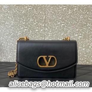 Buy Discount Valentino Vain shoulder bag in shiny calfskin with metallic VLogo Signature 2016 Black 2024