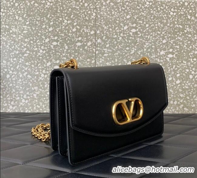 Buy Discount Valentino Vain shoulder bag in shiny calfskin with metallic VLogo Signature 2016 Black 2024
