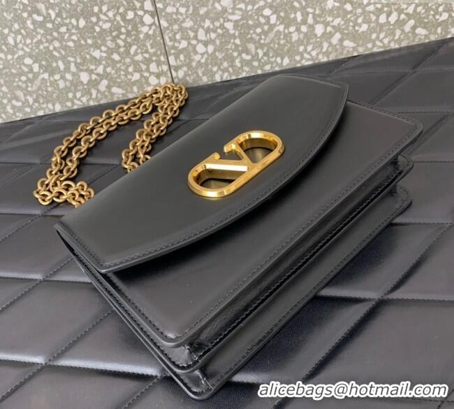 Buy Discount Valentino Vain shoulder bag in shiny calfskin with metallic VLogo Signature 2016 Black 2024