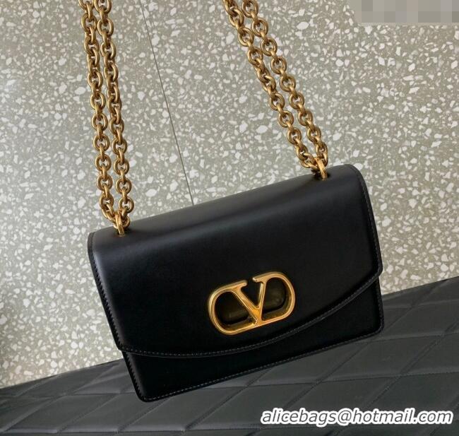 Buy Discount Valentino Vain shoulder bag in shiny calfskin with metallic VLogo Signature 2016 Black 2024