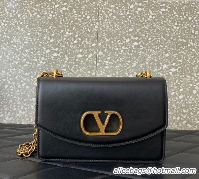 Buy Discount Valentino Vain shoulder bag in shiny calfskin with metallic VLogo Signature 2016 Black 2024