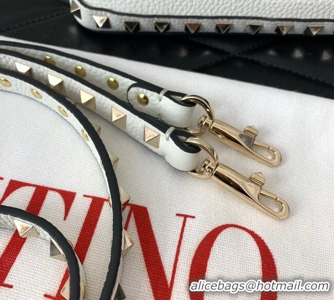 Super Quality Valentino Rockstud small top handle bag in grainy calfskin 5060 White 2024