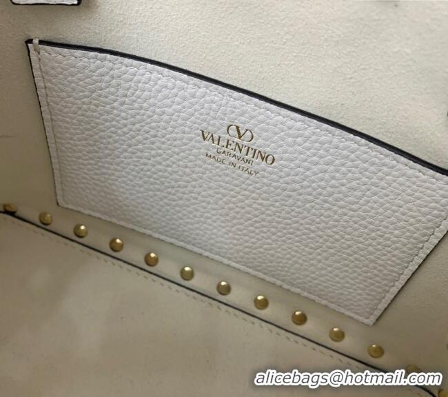 Super Quality Valentino Rockstud small top handle bag in grainy calfskin 5060 White 2024