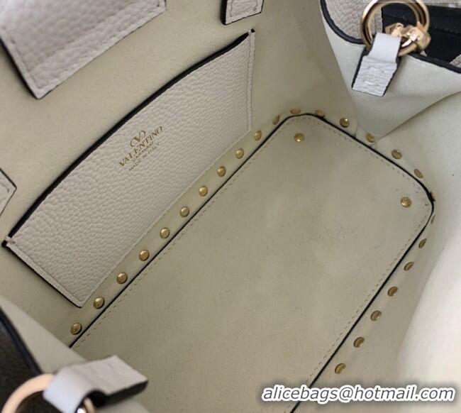 Super Quality Valentino Rockstud small top handle bag in grainy calfskin 5060 White 2024