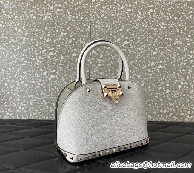 Super Quality Valentino Rockstud small top handle bag in grainy calfskin 5060 White 2024