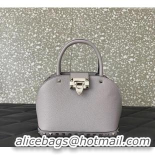 Trendy Design Valentino Rockstud small top handle bag in grainy calfskin 5060 Grey 2024