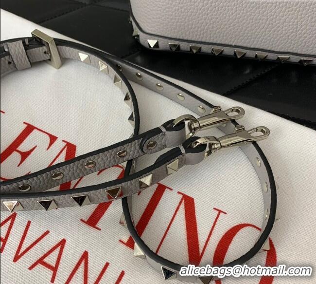 Trendy Design Valentino Rockstud small top handle bag in grainy calfskin 5060 Grey 2024