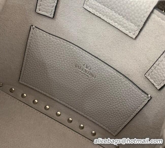 Trendy Design Valentino Rockstud small top handle bag in grainy calfskin 5060 Grey 2024
