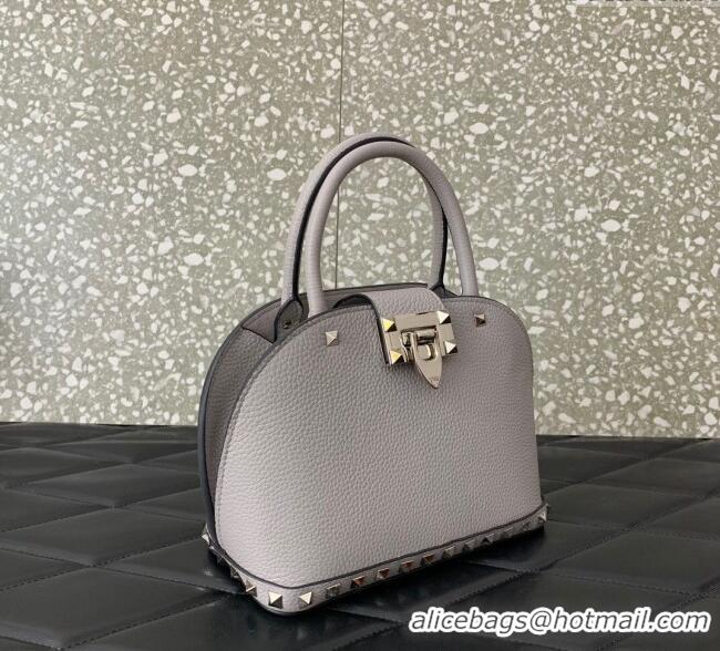 Trendy Design Valentino Rockstud small top handle bag in grainy calfskin 5060 Grey 2024