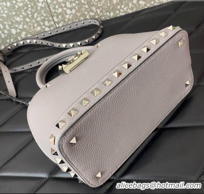 Trendy Design Valentino Rockstud small top handle bag in grainy calfskin 5060 Grey 2024