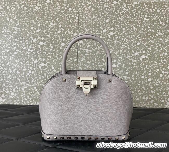 Trendy Design Valentino Rockstud small top handle bag in grainy calfskin 5060 Grey 2024