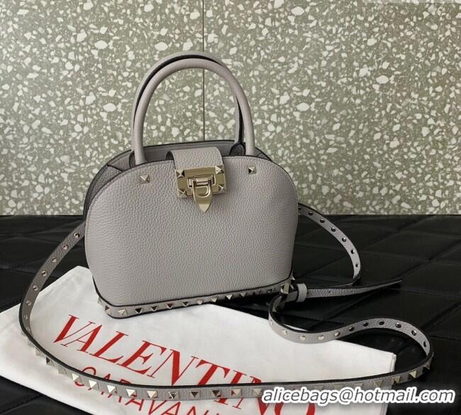 Trendy Design Valentino Rockstud small top handle bag in grainy calfskin 5060 Grey 2024