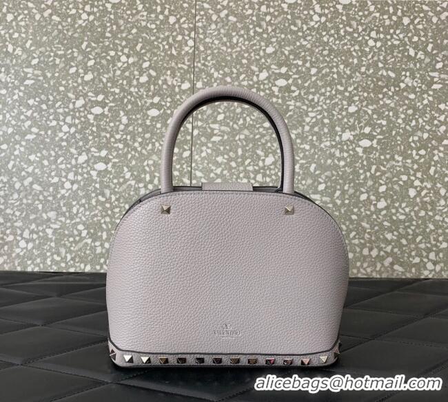 Trendy Design Valentino Rockstud small top handle bag in grainy calfskin 5060 Grey 2024