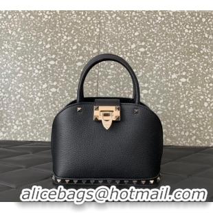 Most Popular Valentino Rockstud small top handle bag in grainy calfskin 5060 Black 2024