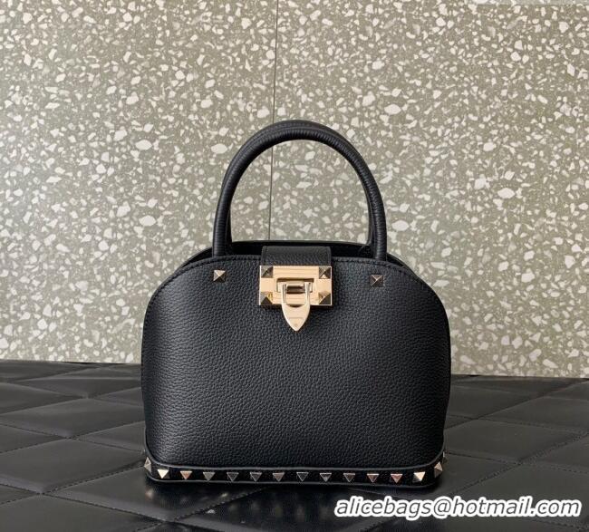 Most Popular Valentino Rockstud small top handle bag in grainy calfskin 5060 Black 2024