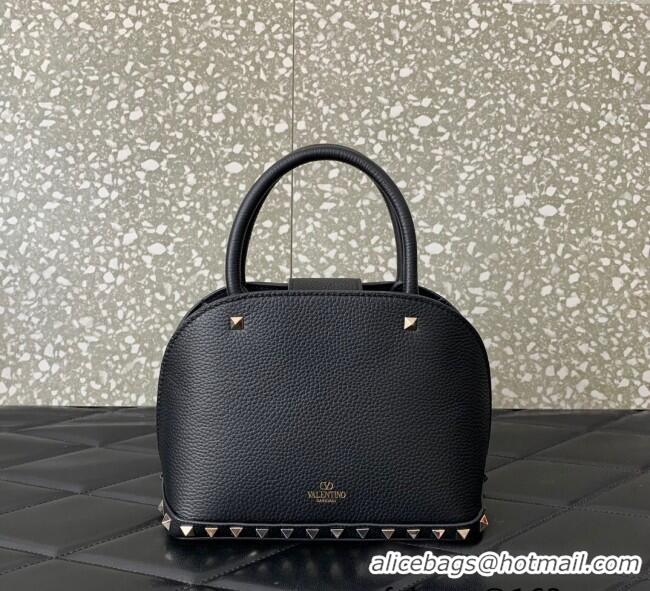 Most Popular Valentino Rockstud small top handle bag in grainy calfskin 5060 Black 2024