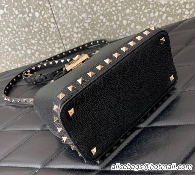 Most Popular Valentino Rockstud small top handle bag in grainy calfskin 5060 Black 2024