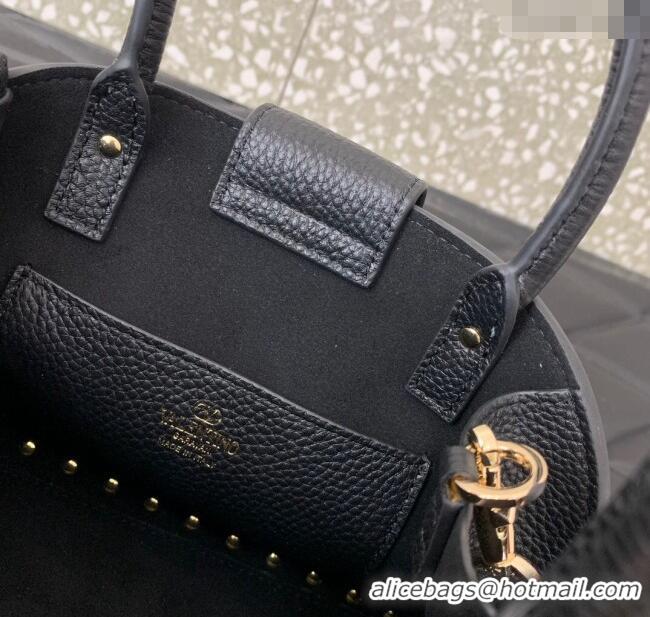 Most Popular Valentino Rockstud small top handle bag in grainy calfskin 5060 Black 2024
