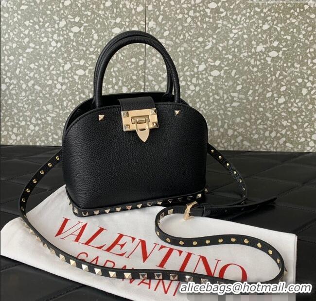 Most Popular Valentino Rockstud small top handle bag in grainy calfskin 5060 Black 2024