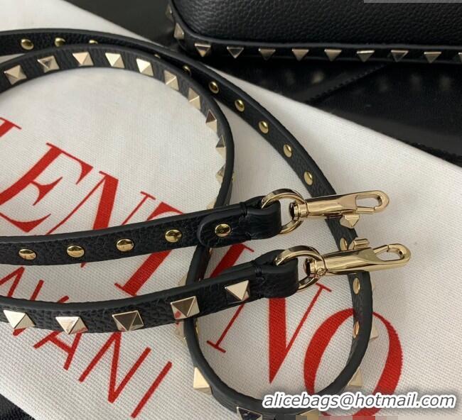 Most Popular Valentino Rockstud small top handle bag in grainy calfskin 5060 Black 2024