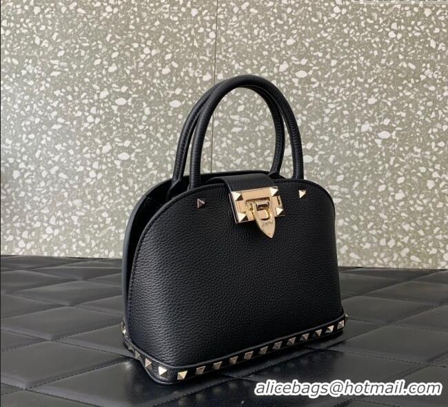 Most Popular Valentino Rockstud small top handle bag in grainy calfskin 5060 Black 2024