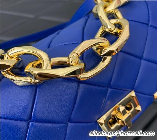Top Design Valentino Rockstud Spike Shoulder bag in patchwork nappa leather with studs 5048 Blue 2024