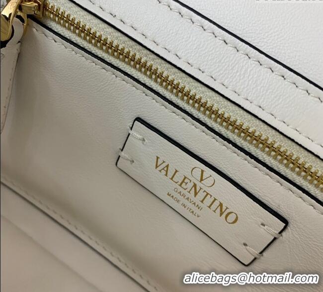 Well Crafted Valentino Rockstud Spike Shoulder bag in patchwork nappa leather with studs 5048 White 2024