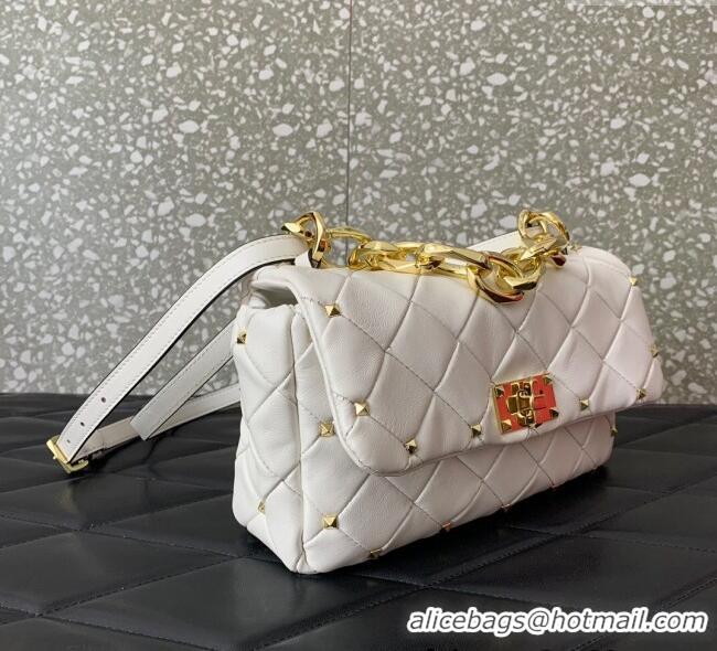 Well Crafted Valentino Rockstud Spike Shoulder bag in patchwork nappa leather with studs 5048 White 2024