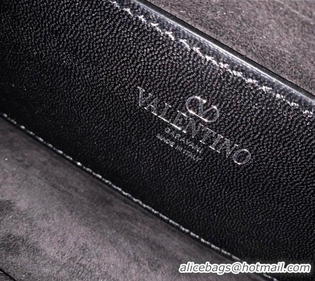 Most Popular Valentino Loco Small Shoulder Bag with Embroidered Trim 6036 Black 2024