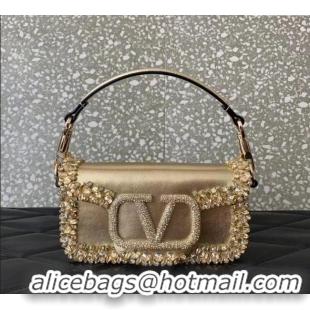 Best Product Valentino Loco Small Shoulder Bag with Embroidered Trim 6036 Gold 2024