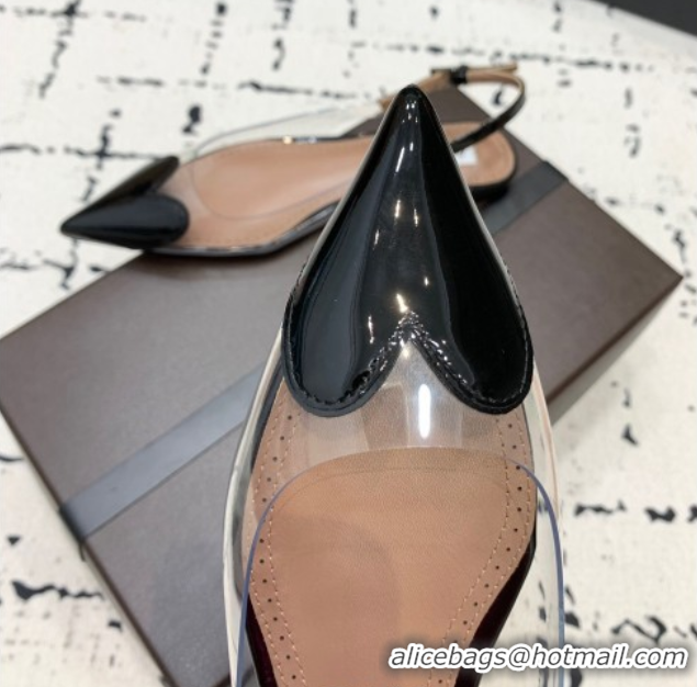 Perfect Alaia Le Cœur Heart Slingback Flats in PVC and Patent Leather Black AL100805 1008020