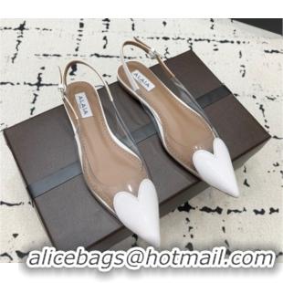 Good Quality Alaia Le Cœur Heart Slingback Flats in PVC and Patent Leather White AL100805 1008021