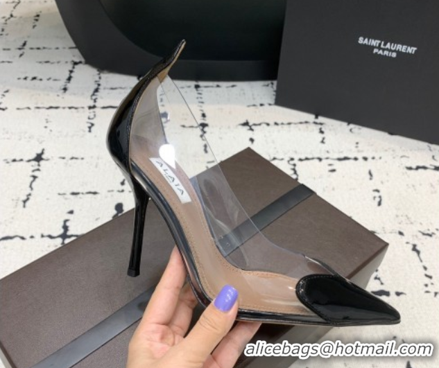 Discount Alaia Le Cœur Heart High Pumps 10.5cm in PVC and Patent Leather Black 2024 AL100806 1008024