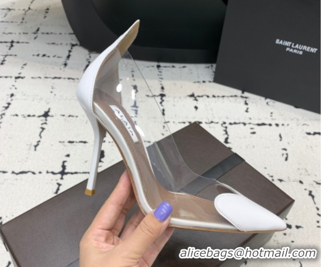 Most Popular Alaia Le Cœur Heart High Pumps 10.5cm in PVC and Patent Leather White AL100806 1008025