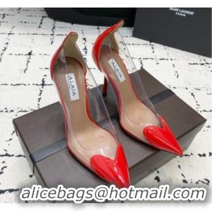 Good Looking Alaia Le Cœur Heart High Pumps 10.5cm in PVC and Patent Leather Red AL100806 1008026