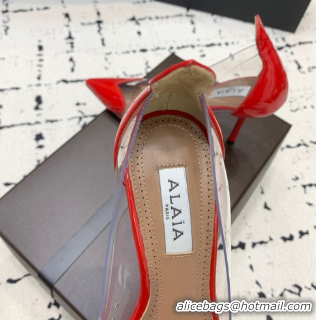 Good Looking Alaia Le Cœur Heart High Pumps 10.5cm in PVC and Patent Leather Red AL100806 1008026