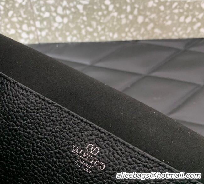 Inexpensive Valentino Rockstud crossbody bag in grainy calfskin with iconic hook 5070 Black/Silver 2024