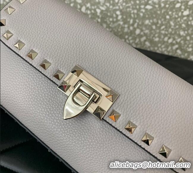 Buy Discount Valentino Rockstud crossbody bag in grainy calfskin with iconic hook 5070 Grey 2024